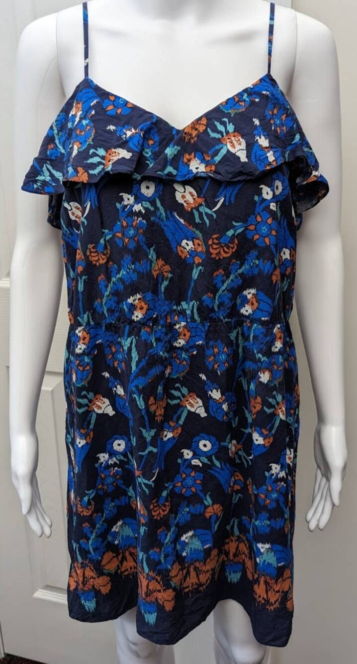 Tibi Dress Size 10 Silk Floral Ruffle Top Romcomcore Dinner Date Night Party